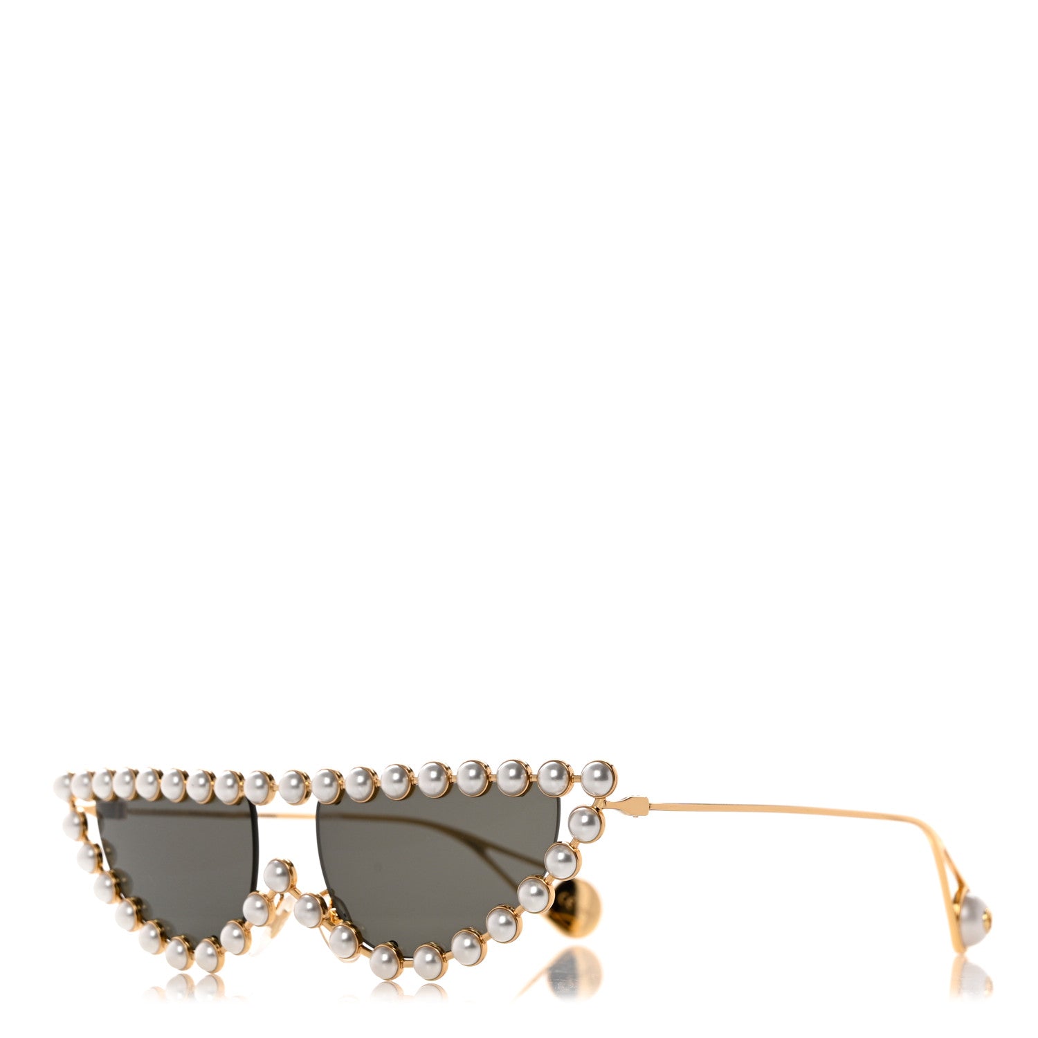 Gucci Metal Pearl Cat Eye Sunglasses GG0364S Gold 1 of 7