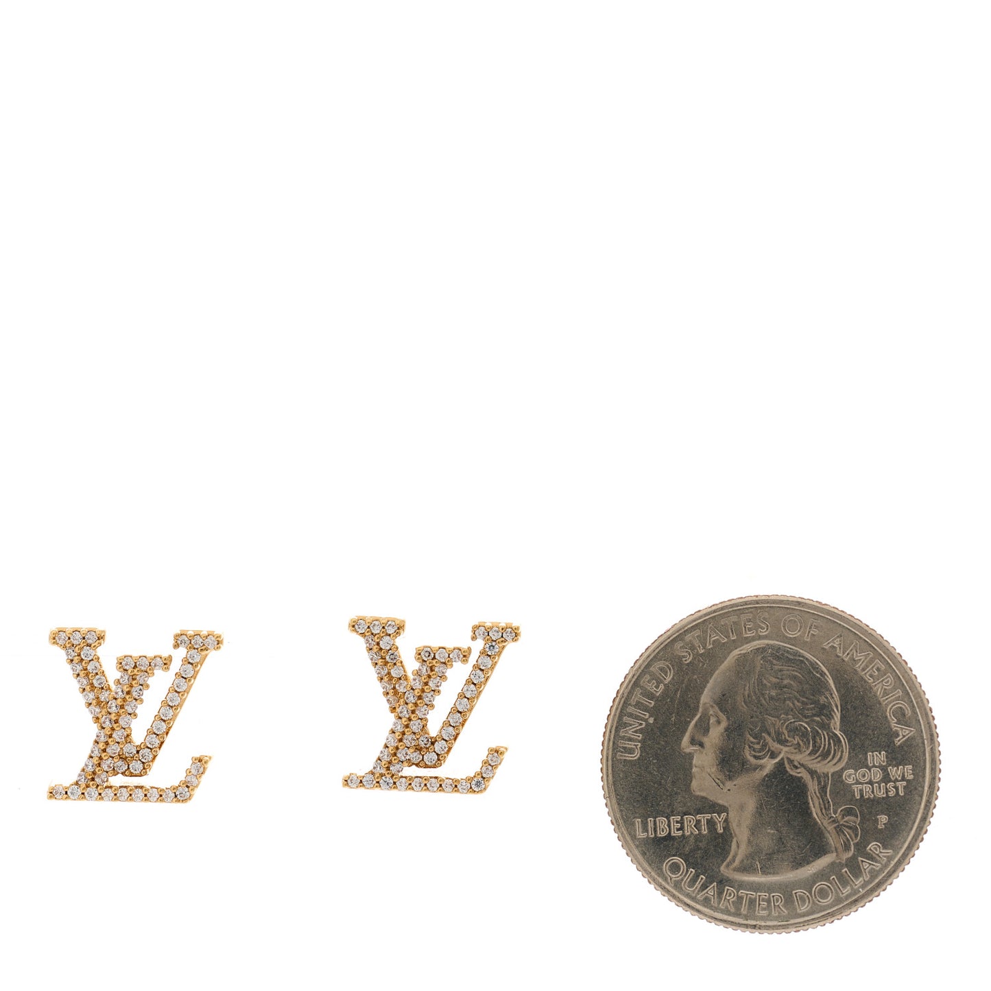 Metal Crystal LV Iconic Earrings Gold