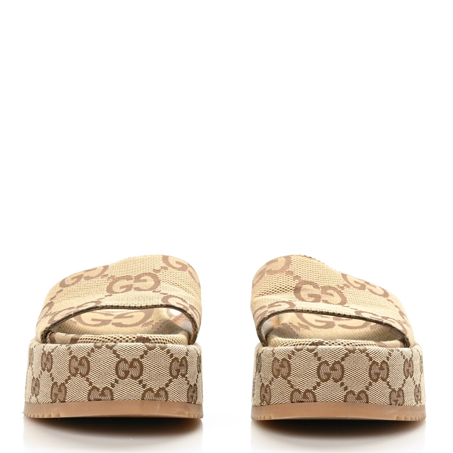 Monogram Maxi GG Angelina Platform 55mm Slide Sandals 36 Camel Ebony