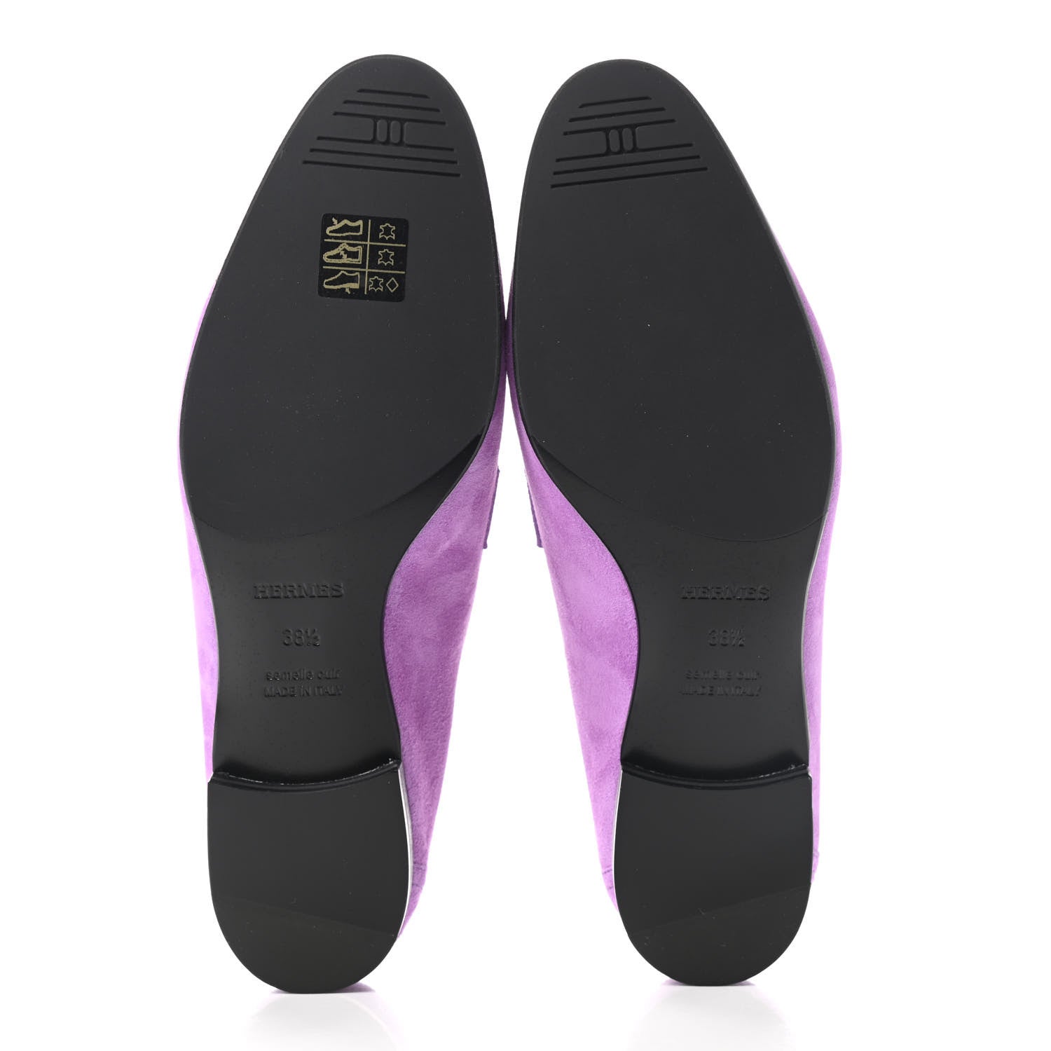 Hermes Suede Goatskin Womens Royal Loafers 38.5 Violet Parme 5 of 8