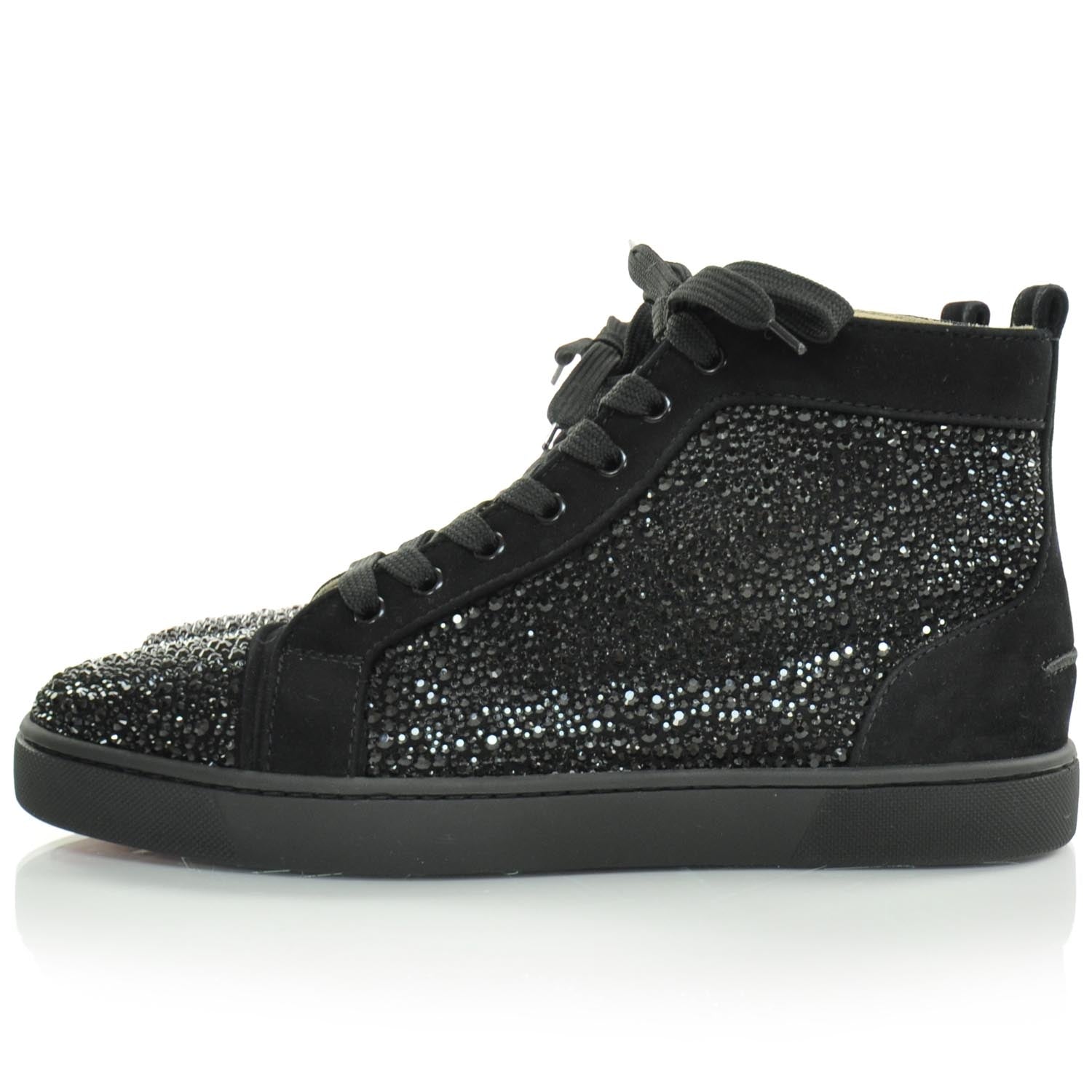 Christian Louboutin Veau Velours Strass Louis Flat Sneakers 42.5 Hematite Version 2 of 8