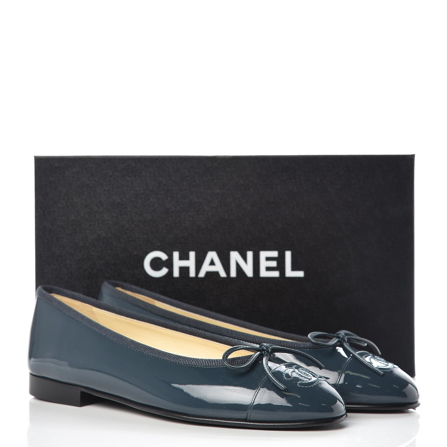 Patent Cap Toe Ballerina Flats 36 Blue