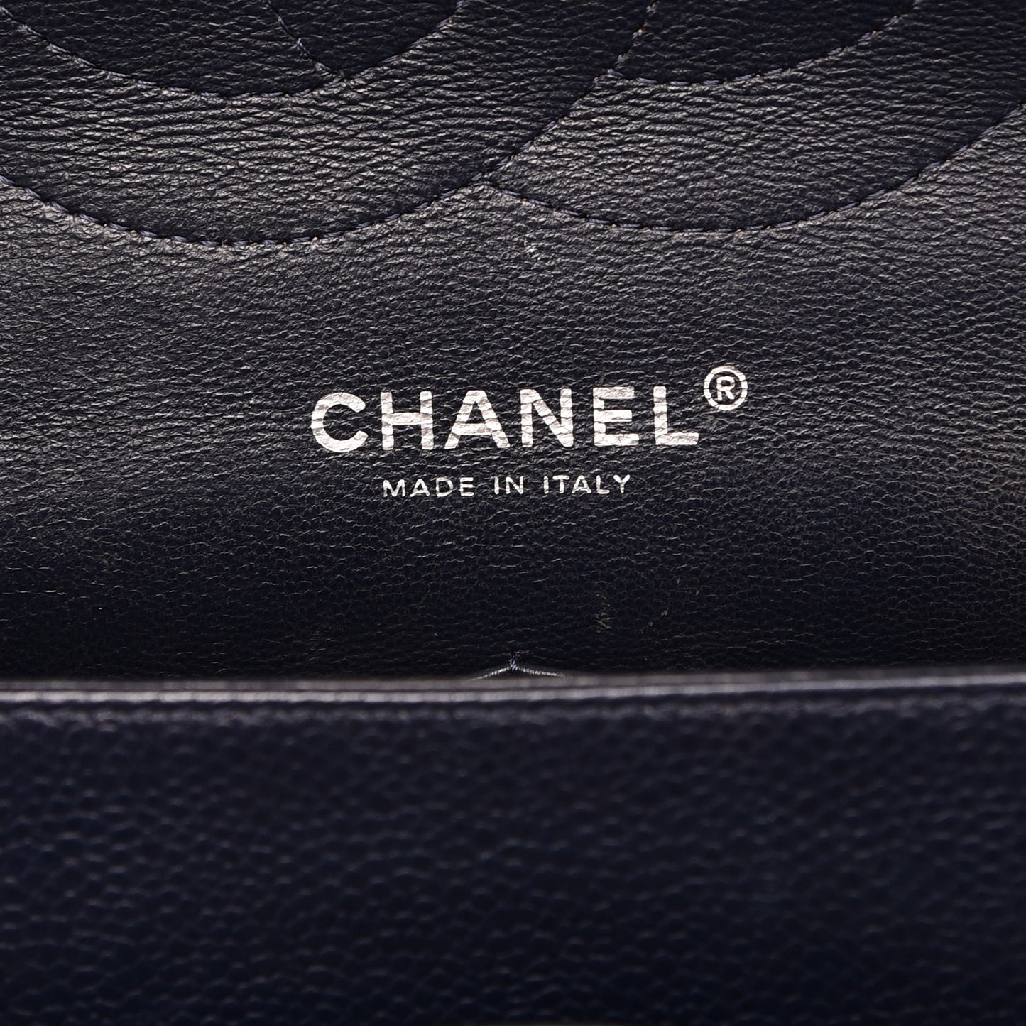 Caviar Quilted Jumbo Double Flap Navy Blue