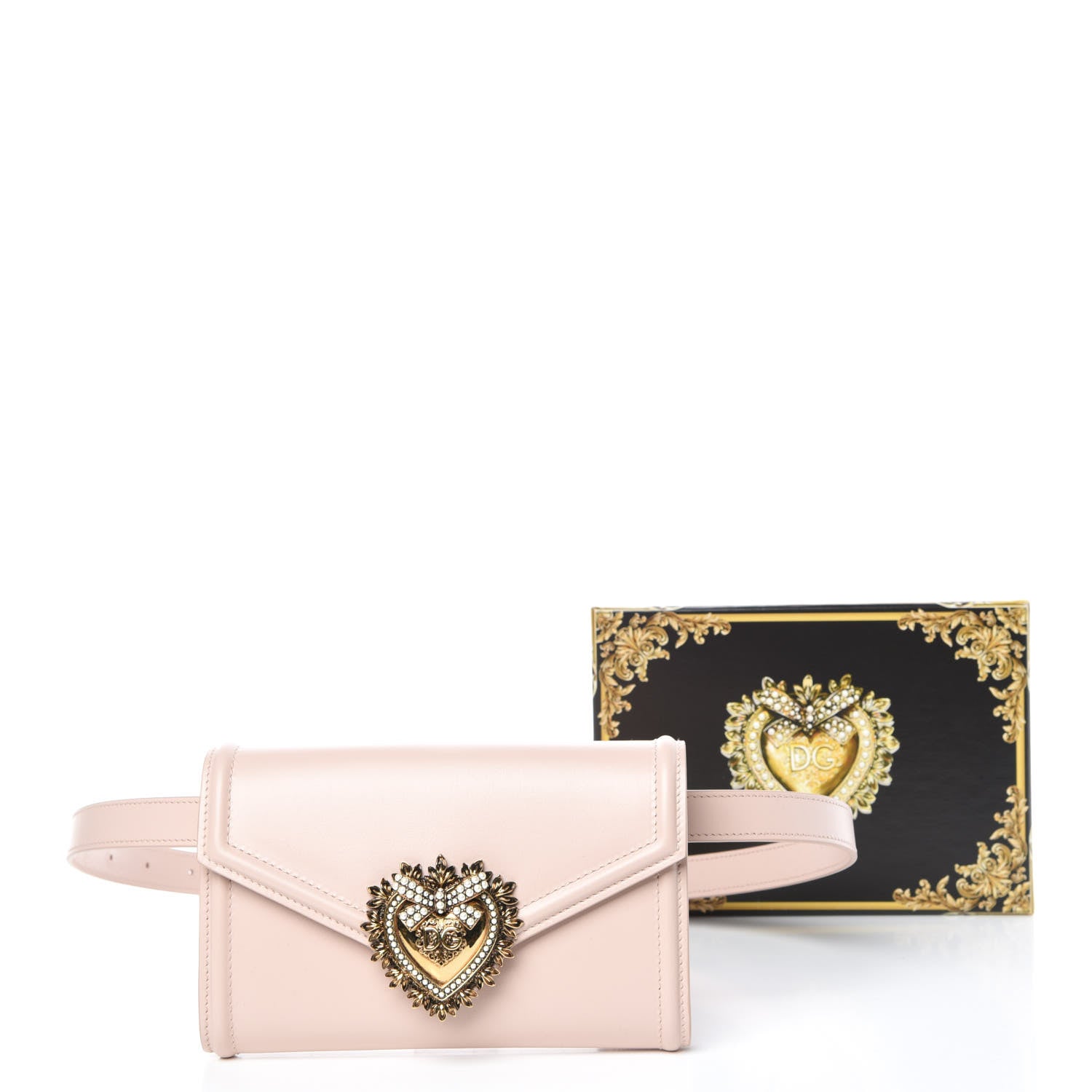 Dolce & Gabbana Agnello Vitello Devotion Belt Bag 85 34 Rosa Laminato 9 of 9
