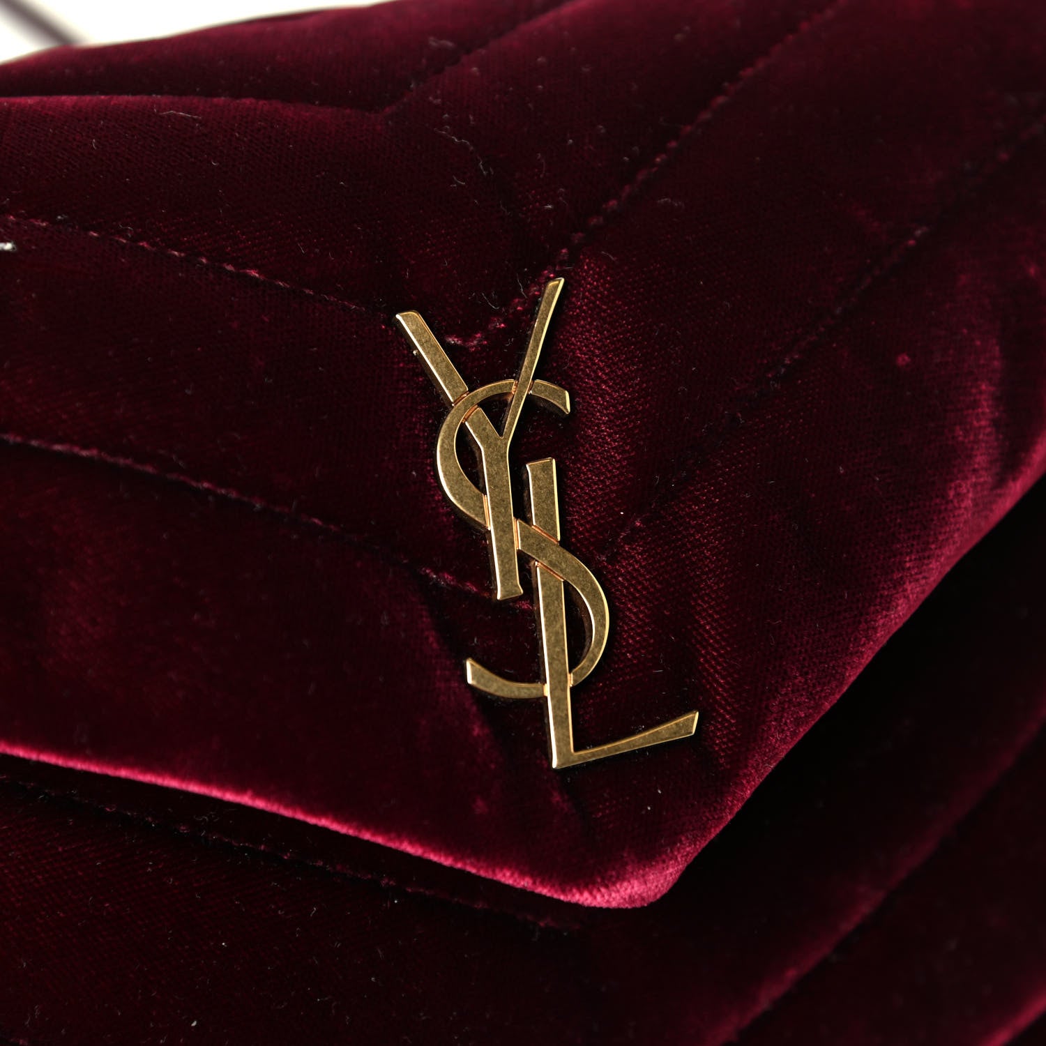 Saint Laurent Velvet Y Quilted Monogram Toy Loulou Crossbody Bag French Burgundy 6 of 8
