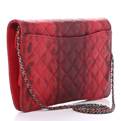 Chanel Quilted Lizard Flap Red 2 of 9