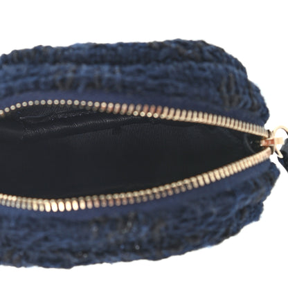Chanel Wool Tweed Quilted Round Clip On Coin Purse Blue 5 of 5