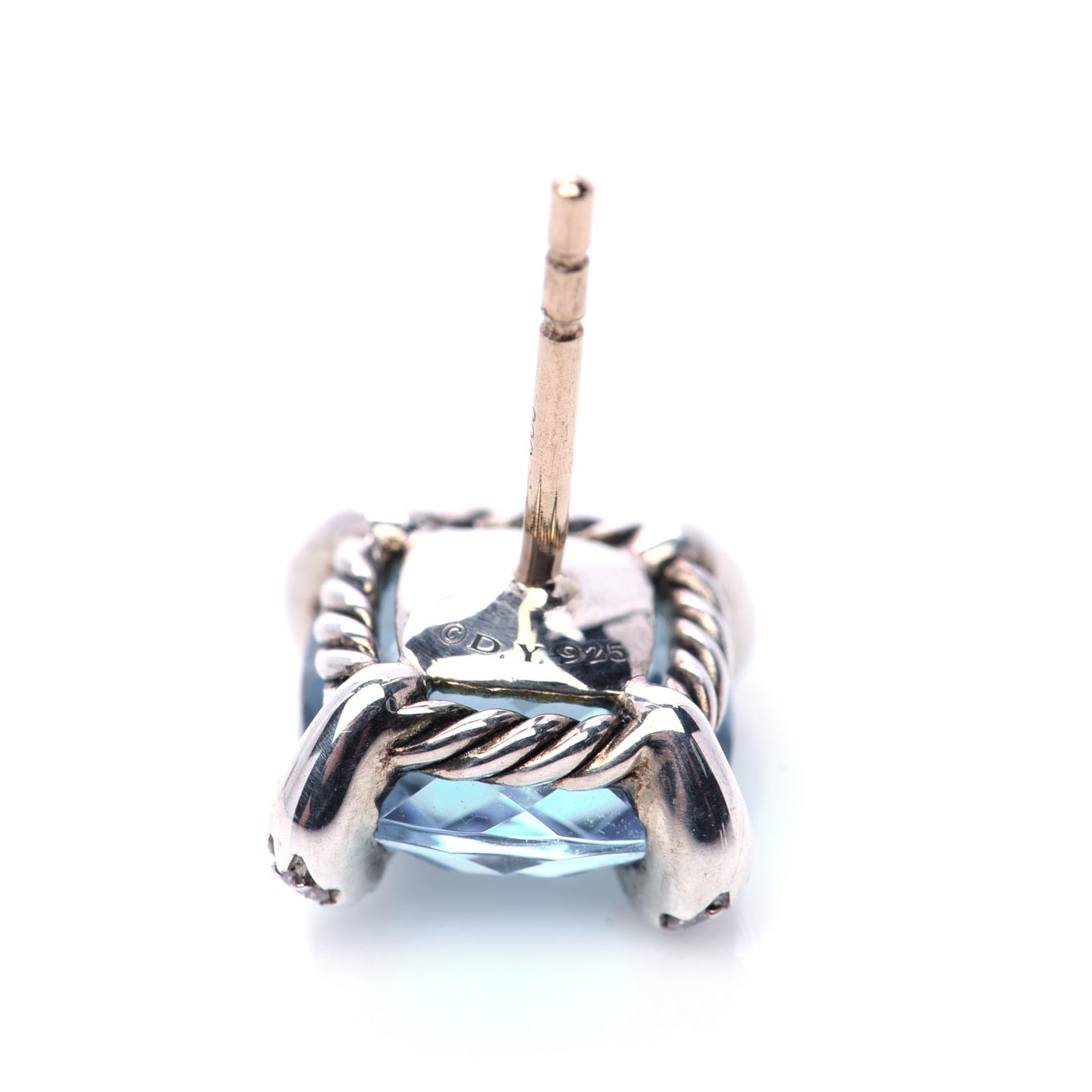 Sterling Silver Diamond Blue Topaz 9mm Chatelaine Earrings