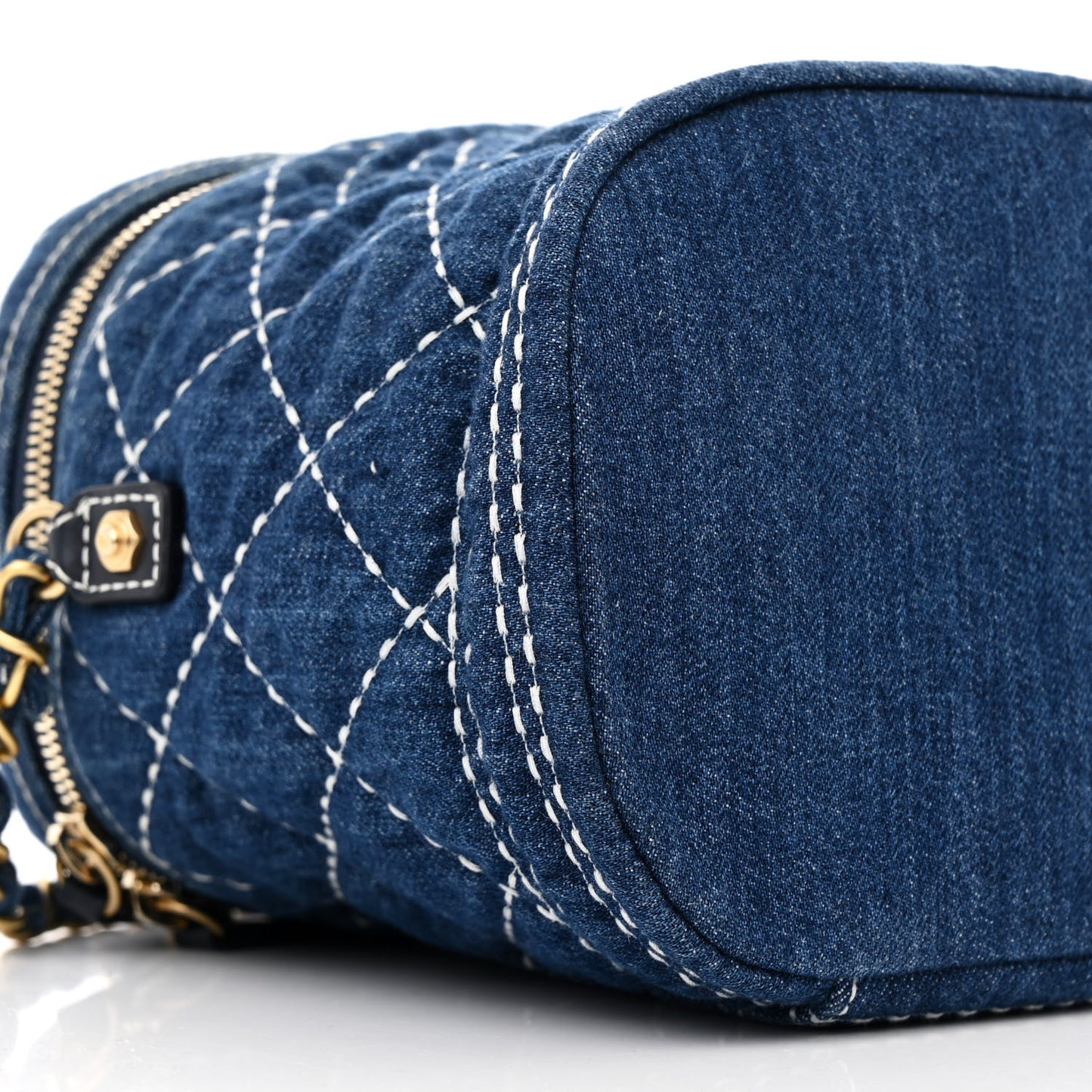 Denim Quilted Denim Trip Vanity Cosmetic Case Blue