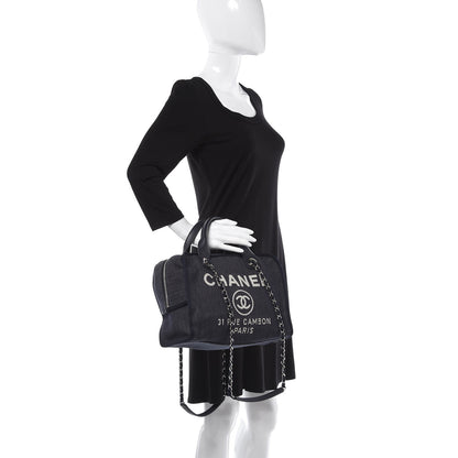 Chanel Denim Deauville Bowling Bag Dark Blue 2 of 9