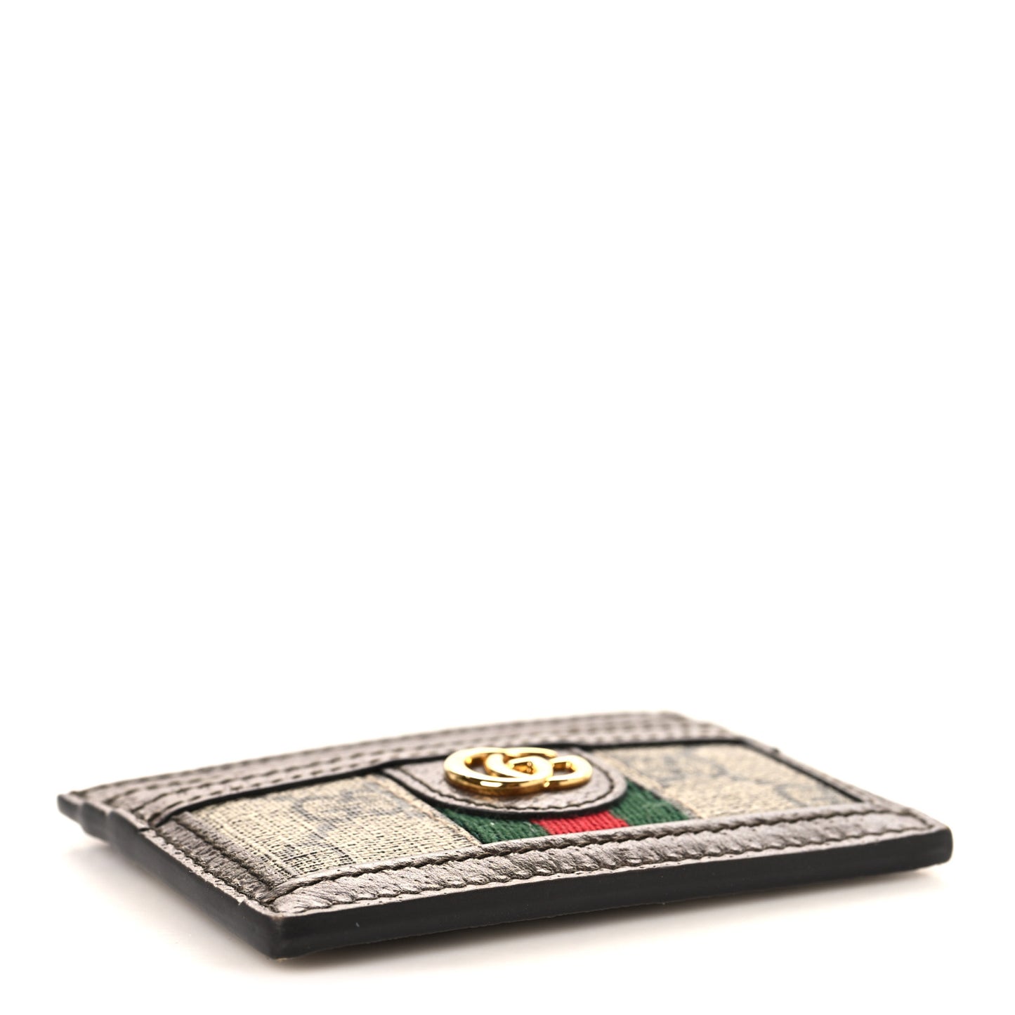 GG Supreme Monogram Textured Dollar Calfskin Ophidia Card Holder Beige Ebony New Acero