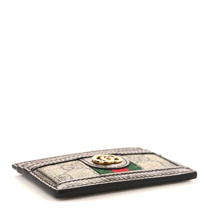 Gucci GG Supreme Monogram Textured Dollar Calfskin Ophidia Card Holder Beige Ebony New Acero 4 of 7
