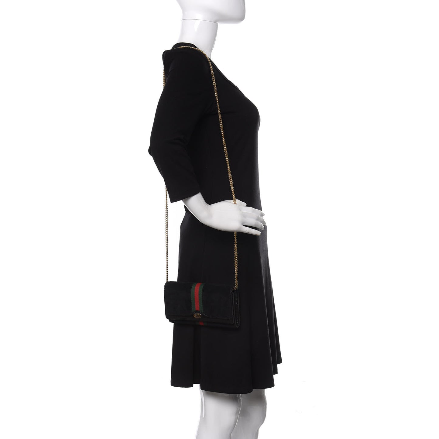 Suede Patent Web Ophidia Wallet On Chain Black
