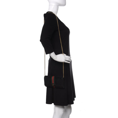 Gucci Suede Patent Web Ophidia Wallet On Chain Black 2 of 10