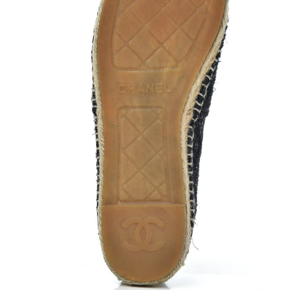 Chanel Tweed Patent Goatskin Sequin CC Espadrilles 38 Black 6 of 19