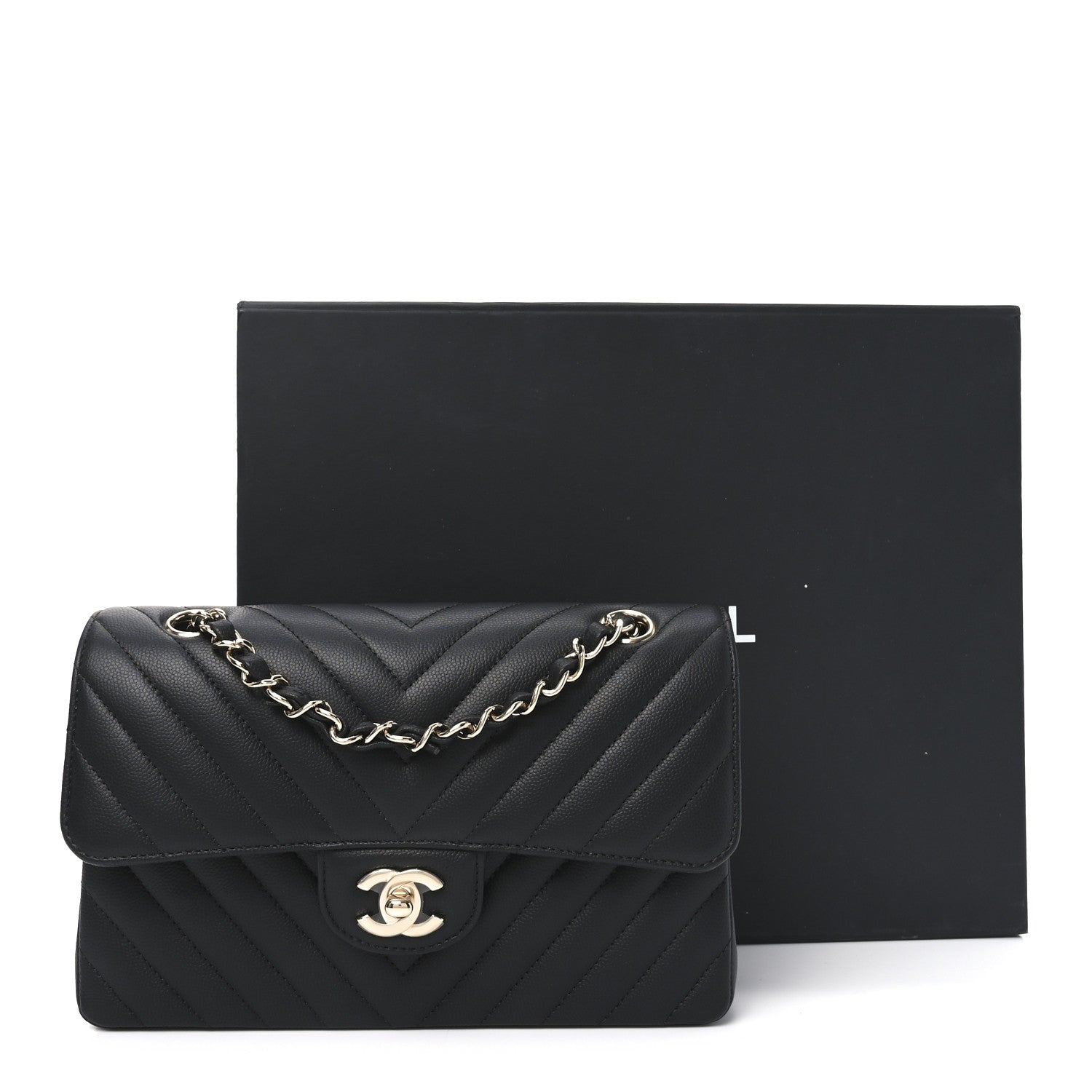 Chanel Caviar Chevron Quilted Small Double Flap Black 17 of 21