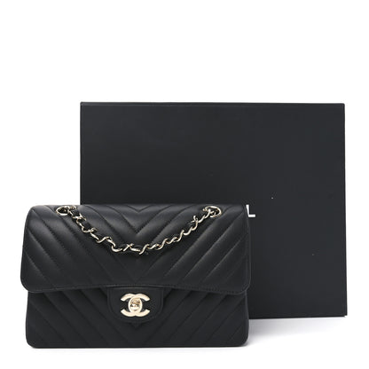 Chanel Caviar Chevron Quilted Small Double Flap Black 17 of 21