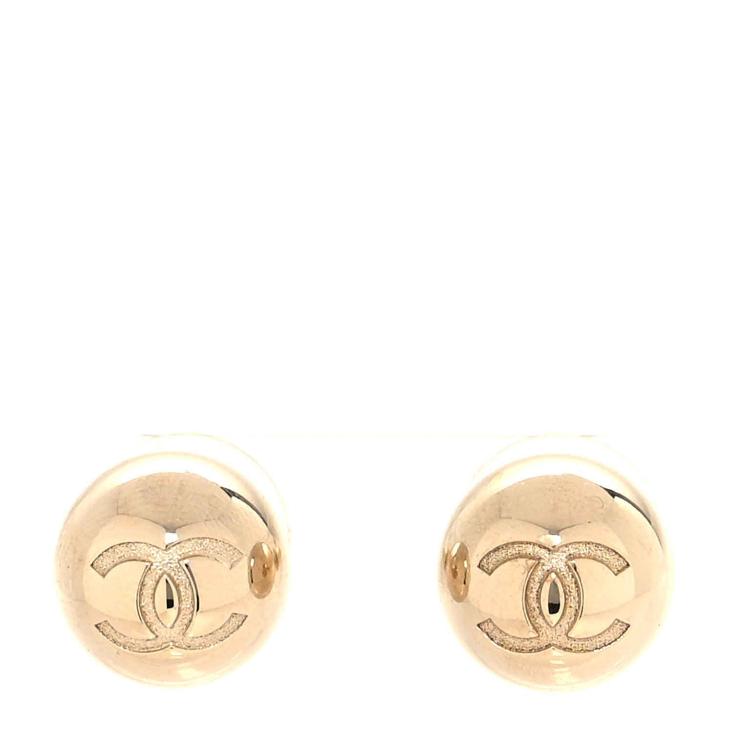 Chanel Metal Bead CC Stud Earrings Gold 1 of 4