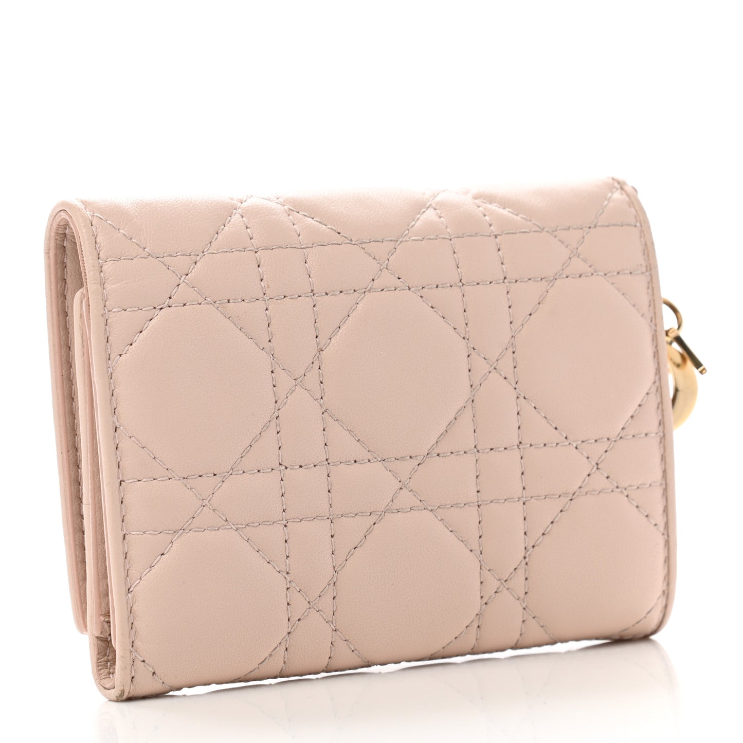Lambskin Cannage Lady Dior Compact Wallet Light Pink