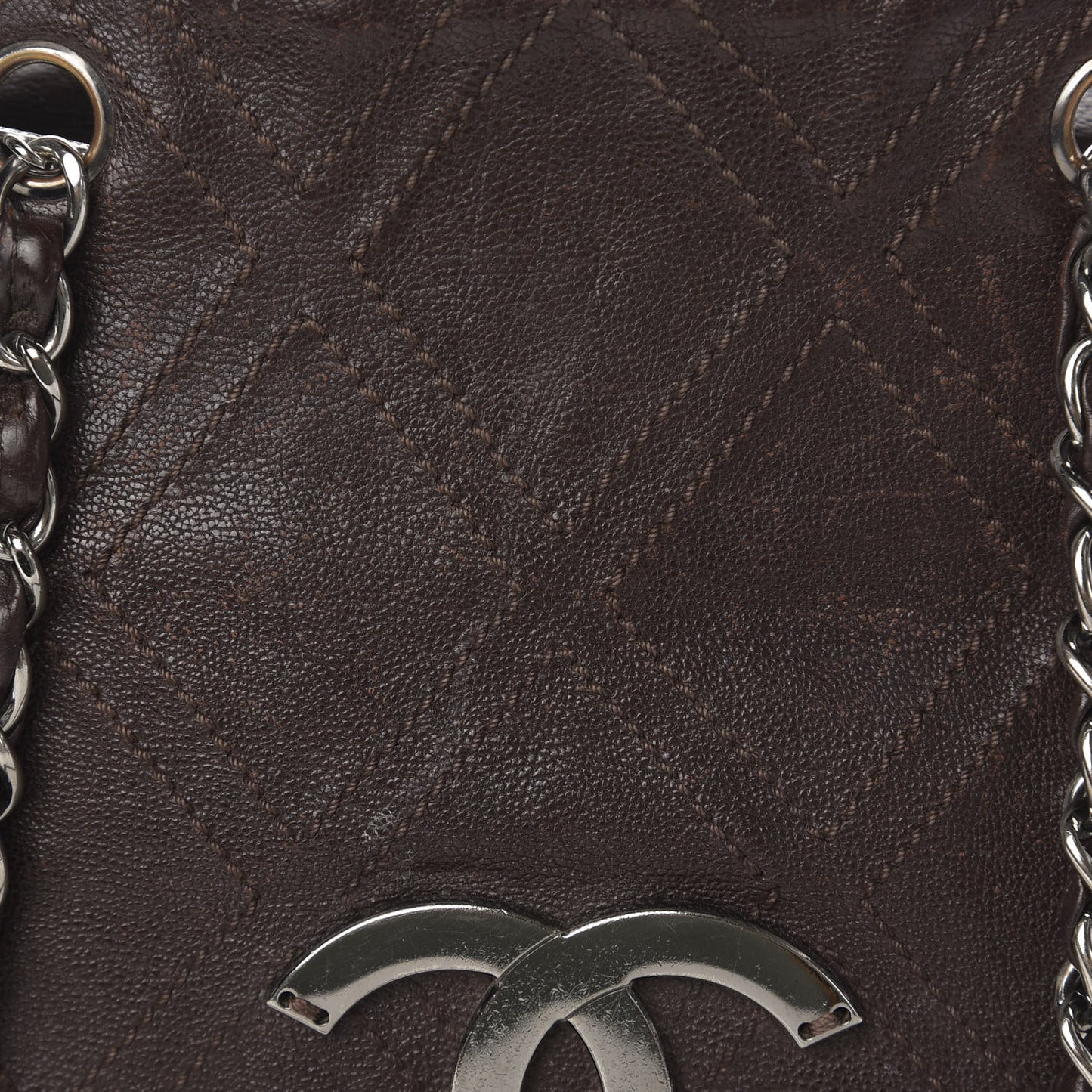 Calfskin Small Diamond Stitch Tote Brown