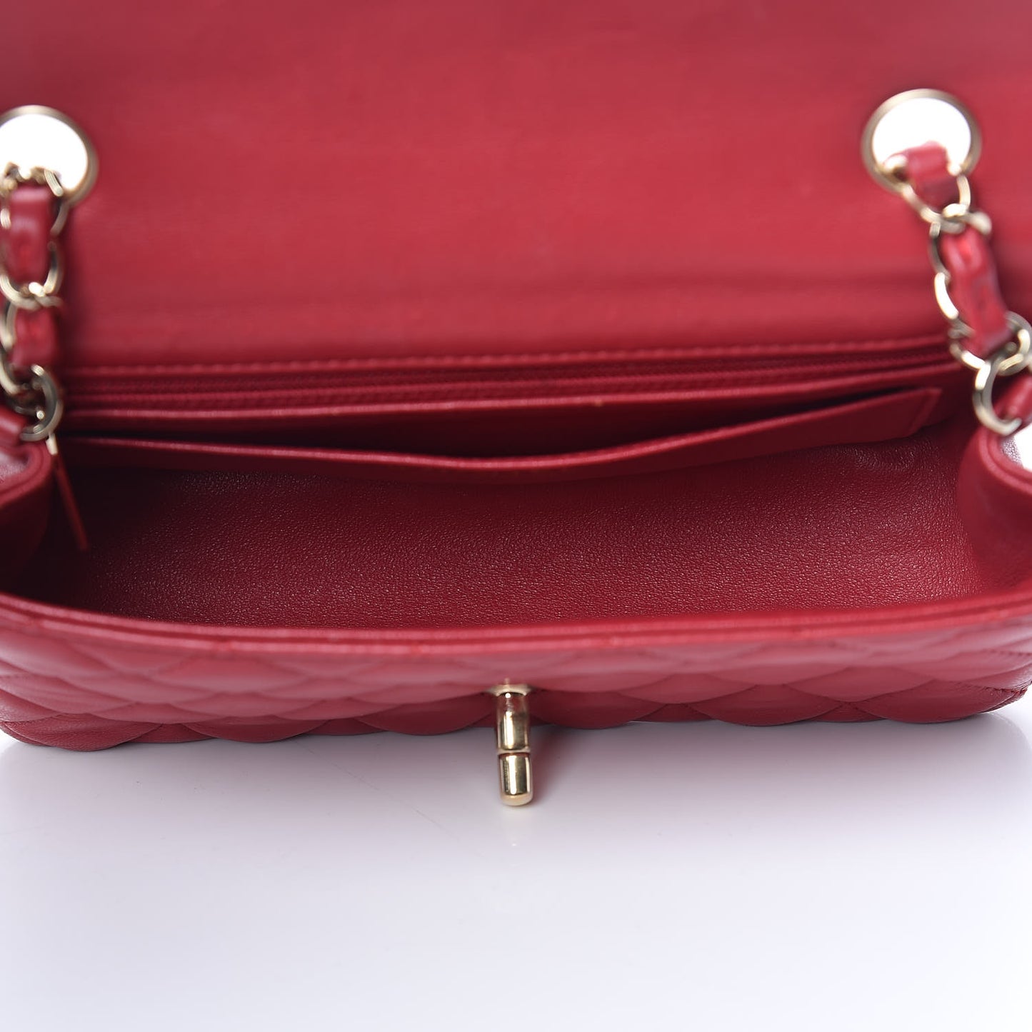 Lambskin Quilted Mini Rectangular Flap Red