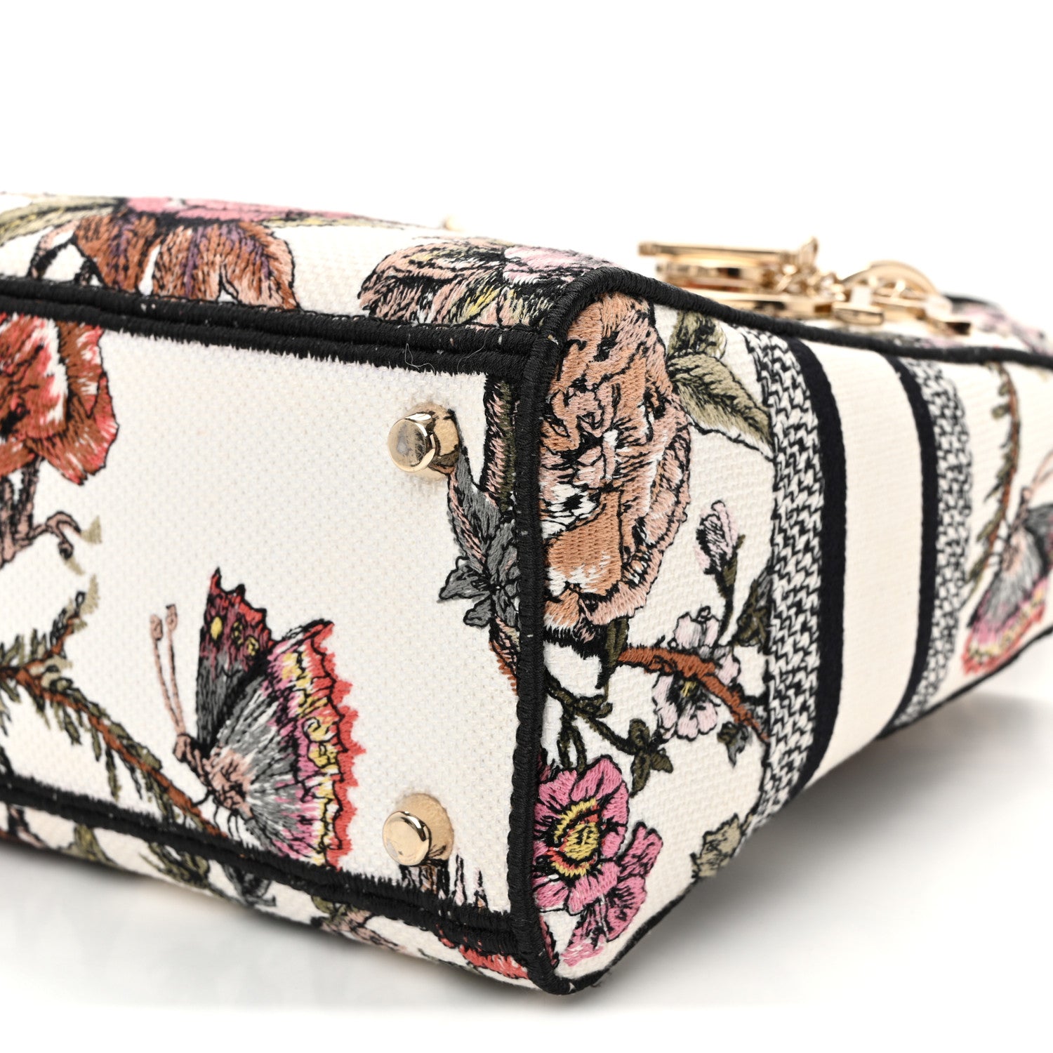 Christian Dior Canvas Embroidered Jardin Botanique Medium Lady D-Lite White Multicolor 10 of 12
