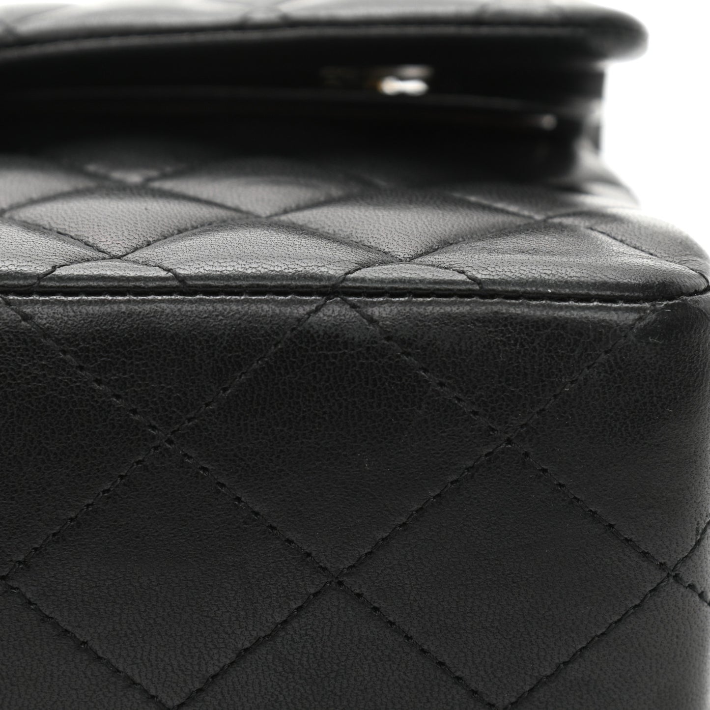 Lambskin Quilted Small Double Flap Black