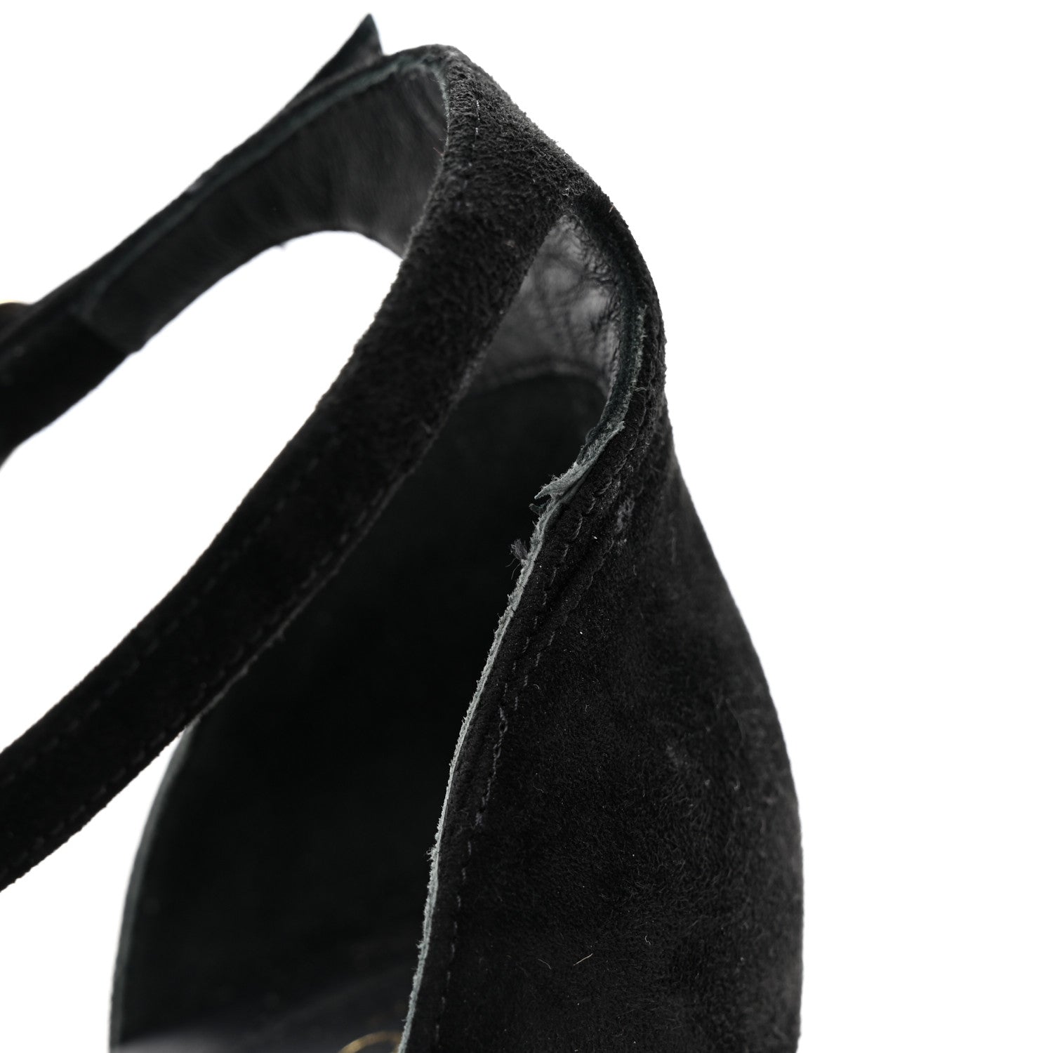 Chanel Suede Quilted Logo Sandals 38.5 Black 12 of 14
