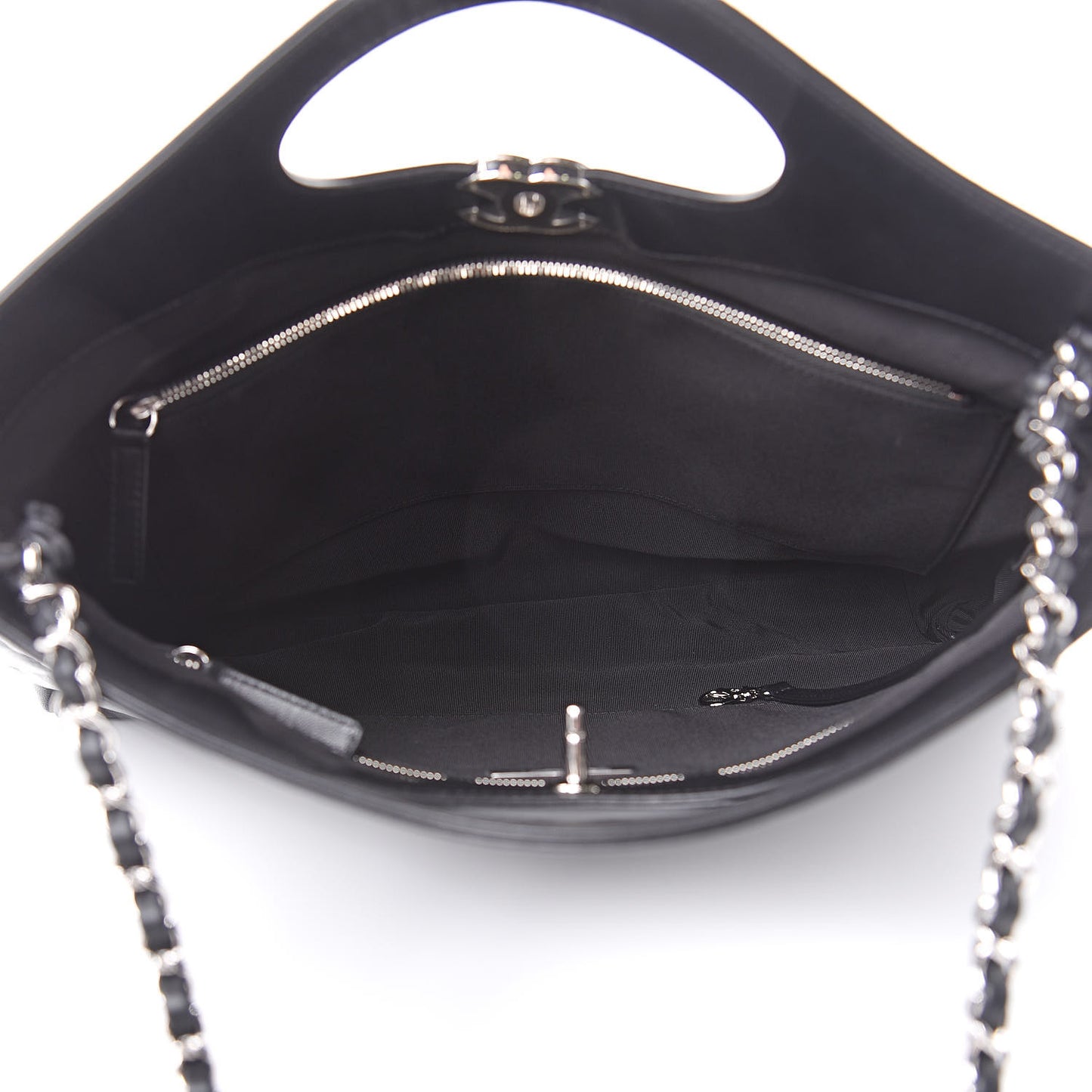 Aged Calfskin Quilted Large 31 Shopping Bag Black
