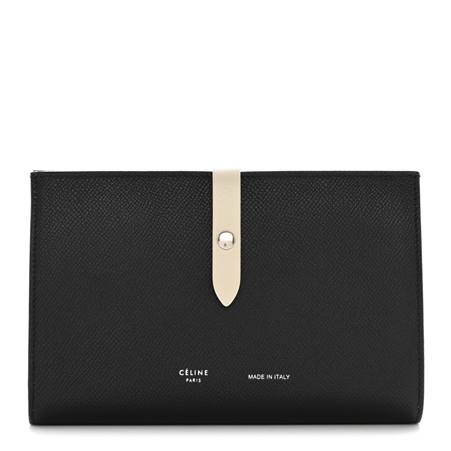 Celine Grained Calfskin Large Multifunction Strap Wallet Black Chalk 1 of 9