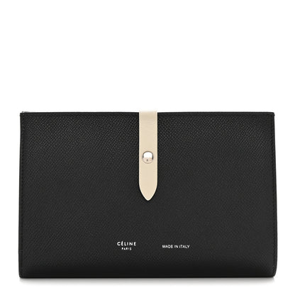 Celine Grained Calfskin Large Multifunction Strap Wallet Black Chalk 1 of 9