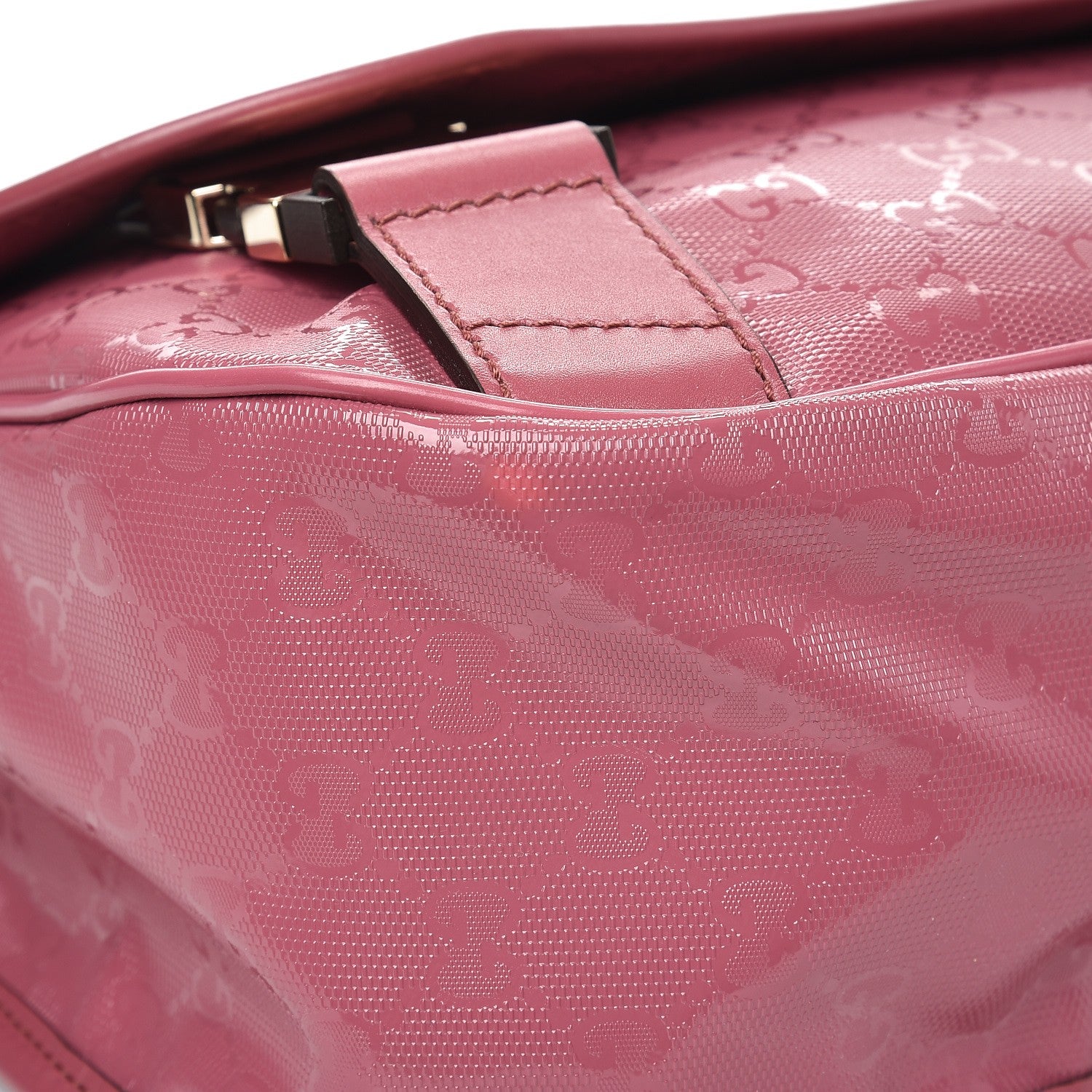 Gucci Imprime Monogram Medium Double Buckle Flap Messenger Bag Vintage Rose 8 of 8