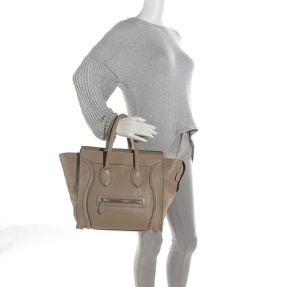 Celine Drummed Calfskin Mini Luggage Dune 2 of 12