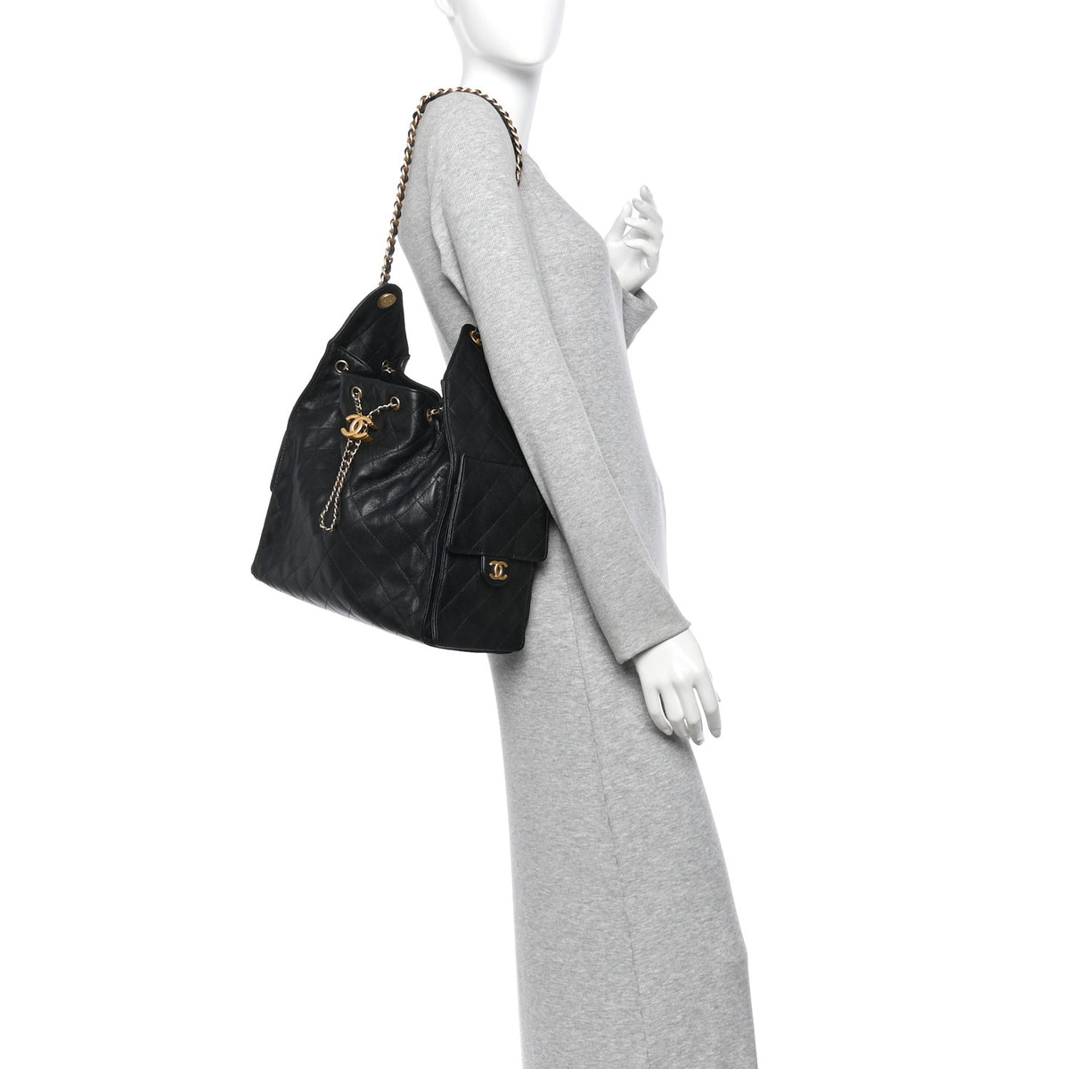 Caviar Quilted Medium Chanel 25 Handbag Black