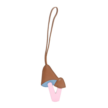 Hermes Lambskin Epsom Suede Petit H Mushroom Charm Kraft Mauve Sylvestre Bleu Pinede 1 of 4