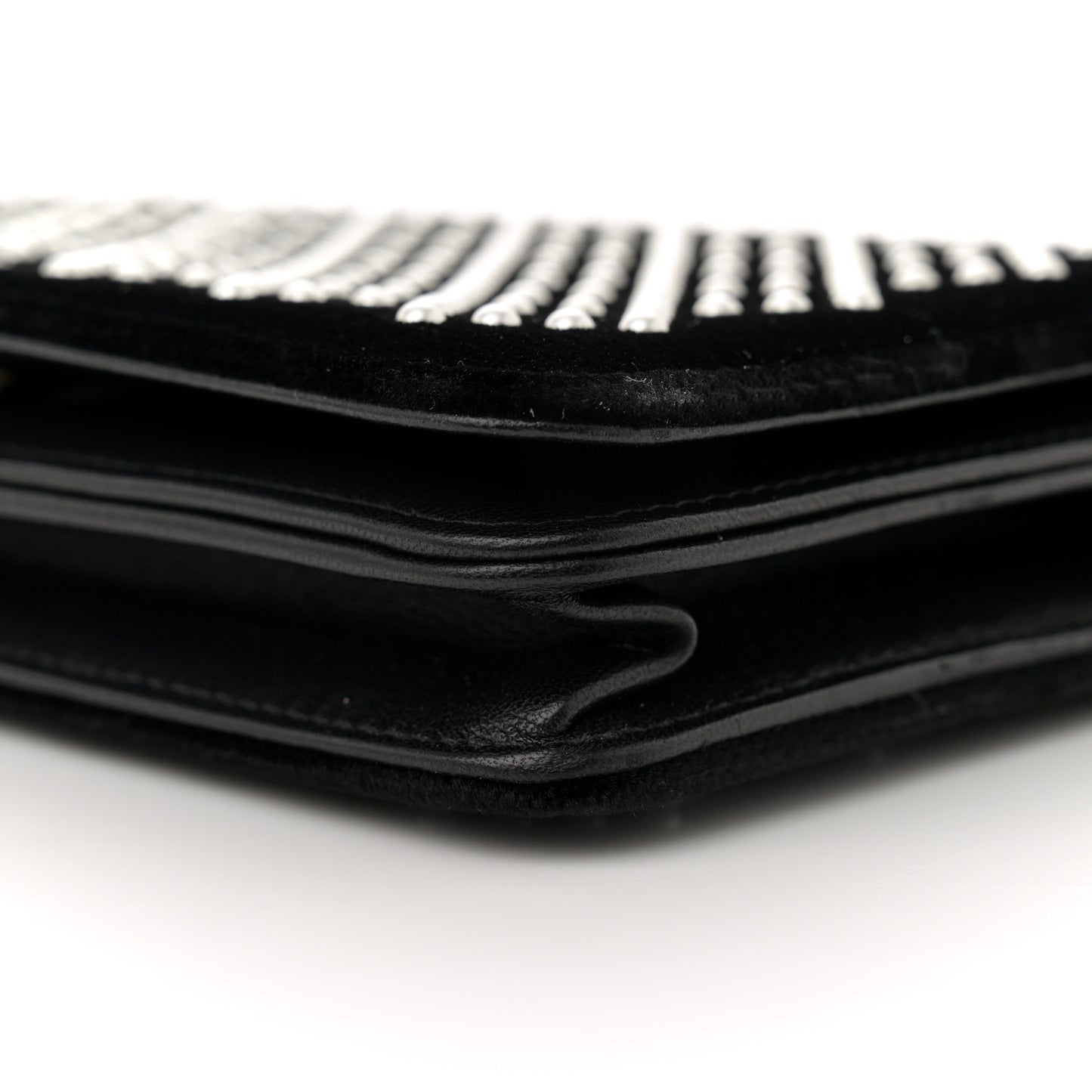 Velvet Pearl Diamond Embellished Wallet On Chain WOC Black