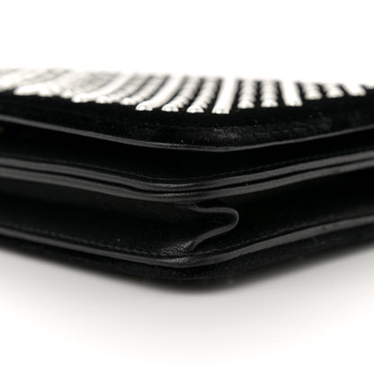 Chanel Velvet Pearl Diamond Embellished Wallet On Chain WOC Black 10 of 12