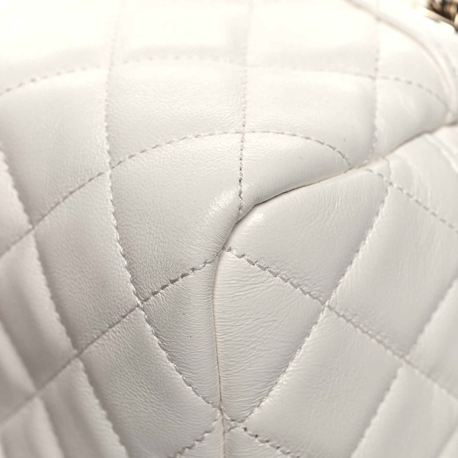Chanel Lambskin Quilted Cube Chain Wristlet Case White 12 of 12
