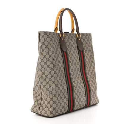 Gucci GG Supreme Monogram Web Neo Vintage Tote Beige New Acero Crop 3 of 10