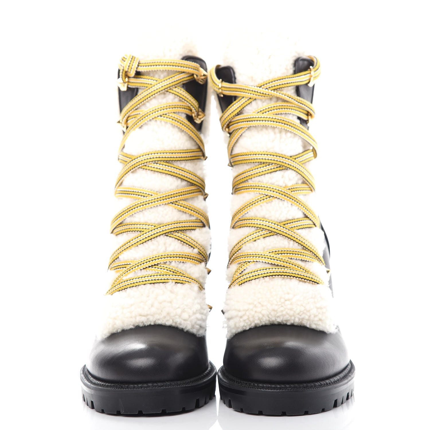 Christian Louboutin Calfskin Shearling Yetita 70 Hiker Booties 39.5 Black 2 of 10