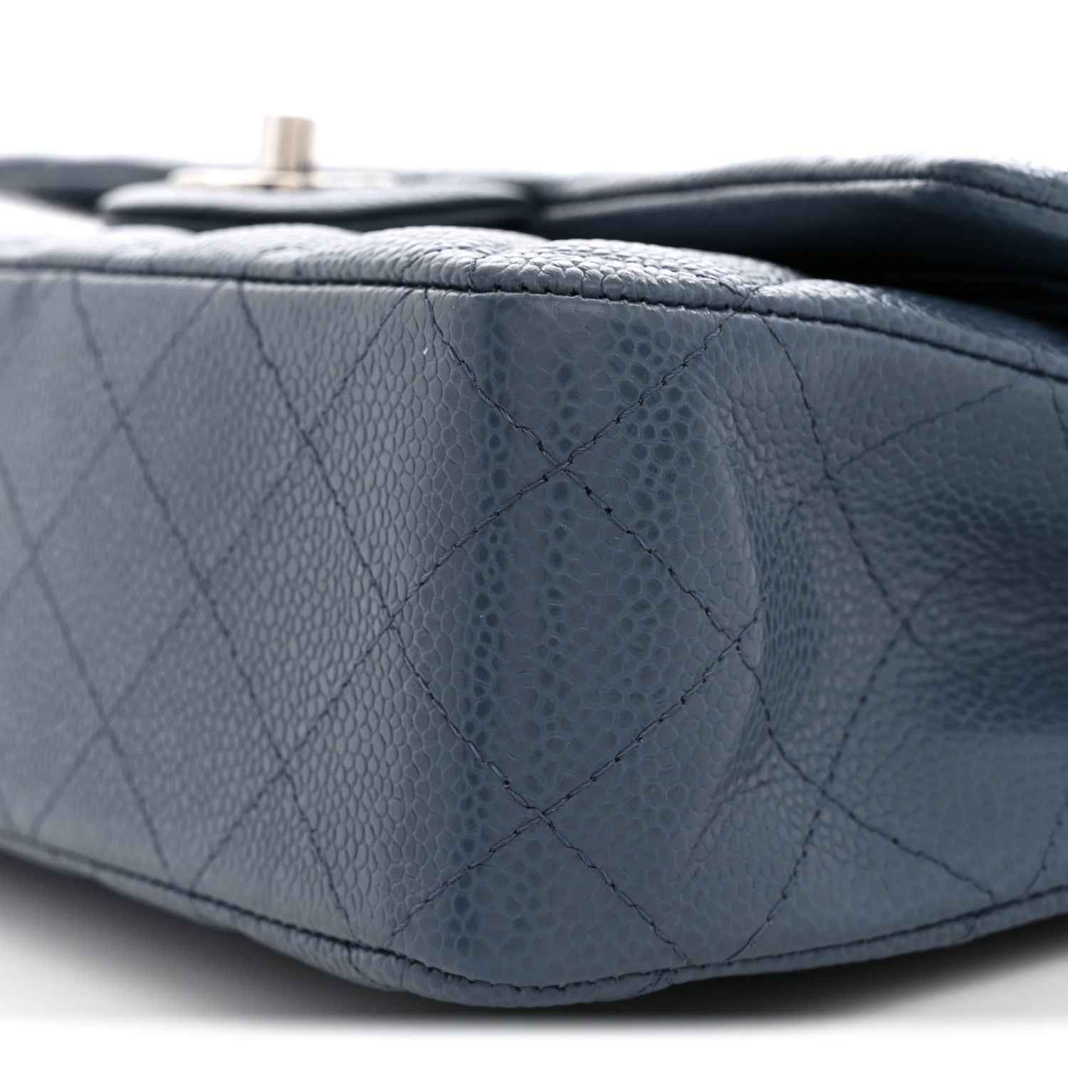 Chanel Caviar Quilted Medium Double Flap Blue 10 of 11