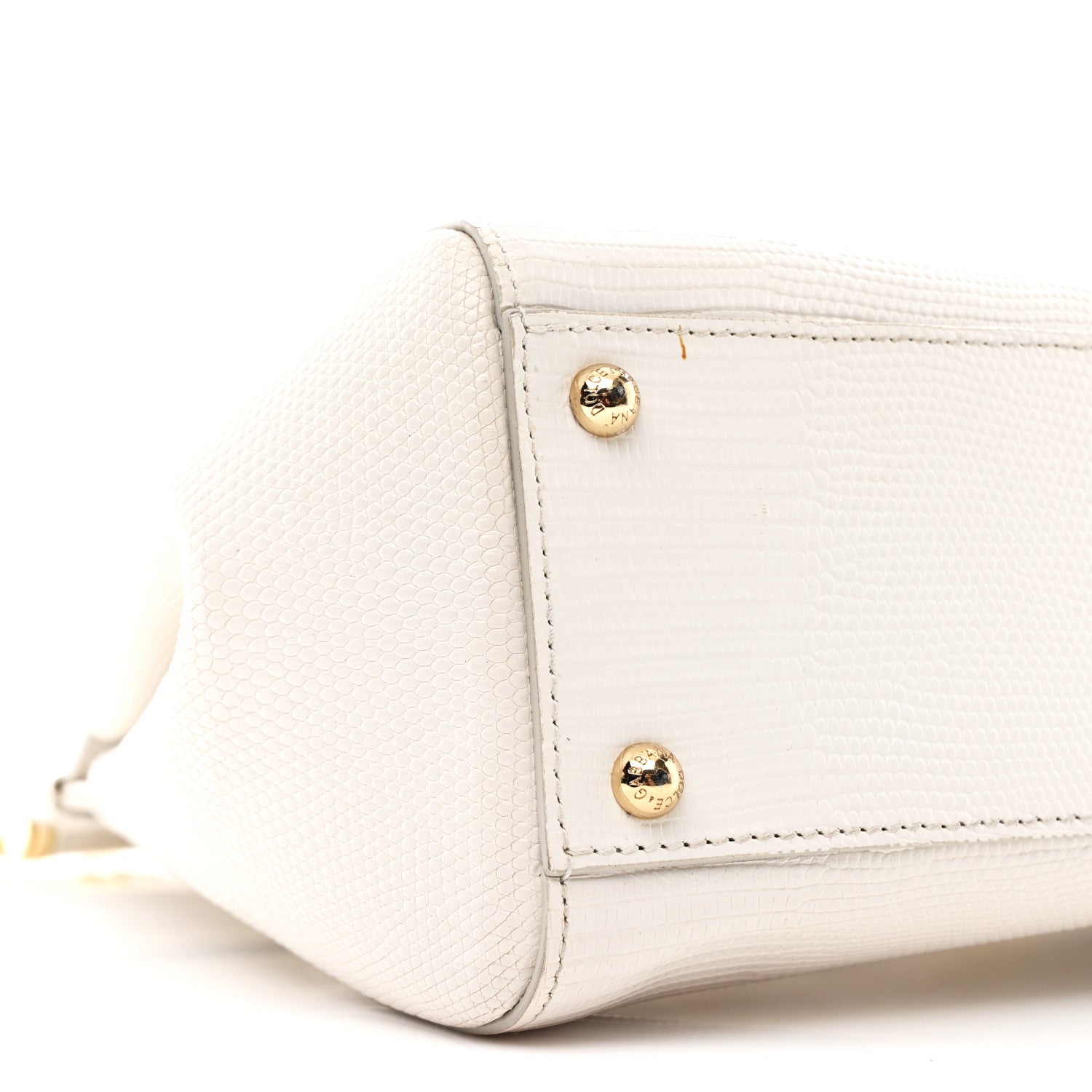 Dolce & Gabbana Iguana Calfskin Embossed Medium Miss Sicily Satchel White 8 of 12