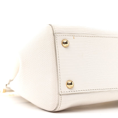 Dolce & Gabbana Iguana Calfskin Embossed Medium Miss Sicily Satchel White 8 of 12