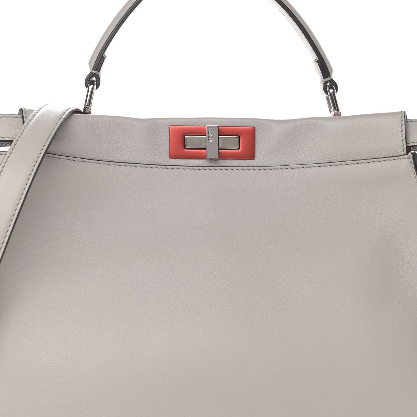 Vitello Dolce Shiny Nappa Large Peekaboo Iconic Satchel Grey