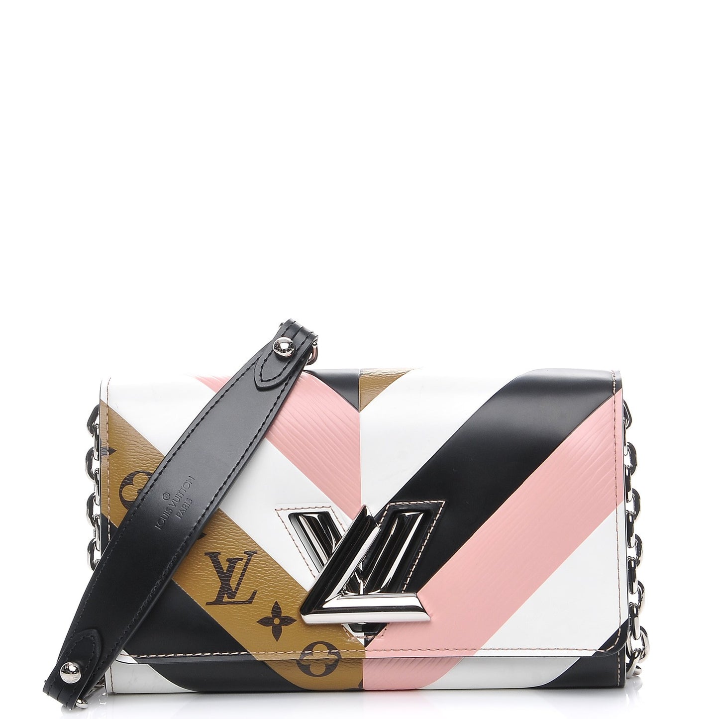 Epi Reverse Monogram Twist Chain Wallet Rose Ballerine