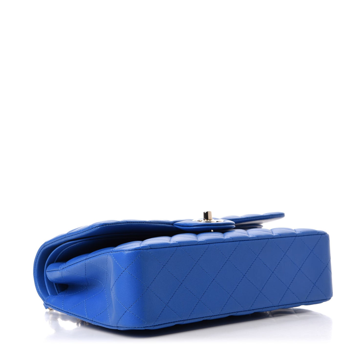 Lambskin Quilted Medium Double Flap Blue