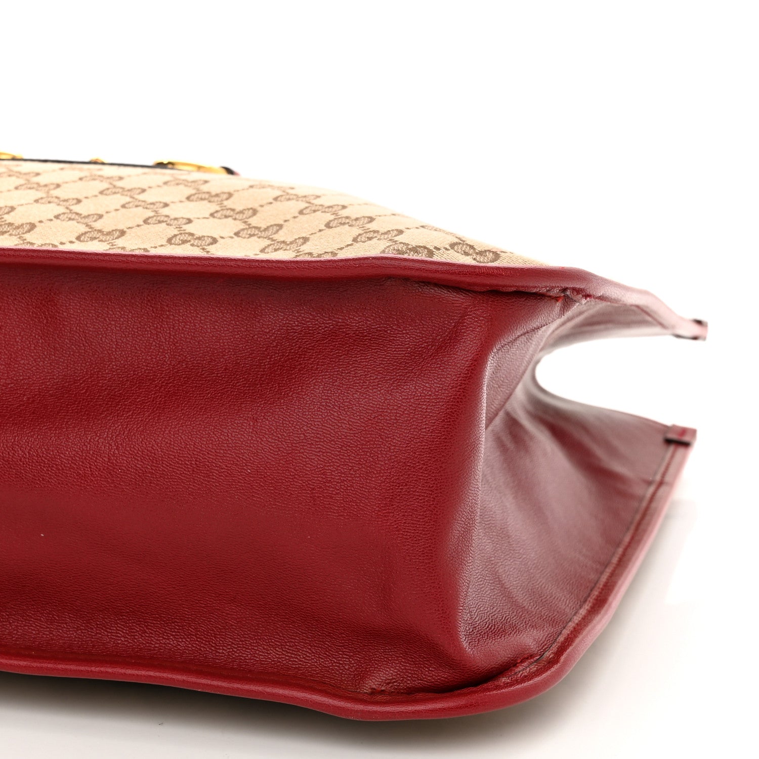 Gucci Monogram New Sakai Calfskin Lux Large Horsebit 1955 Tote Bag Beige Ebony New Cherry Red 10 of 11