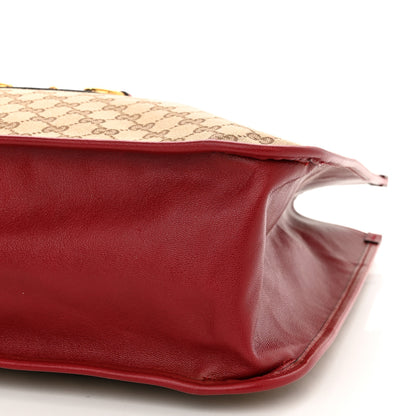 Gucci Monogram New Sakai Calfskin Lux Large Horsebit 1955 Tote Bag Beige Ebony New Cherry Red 10 of 11