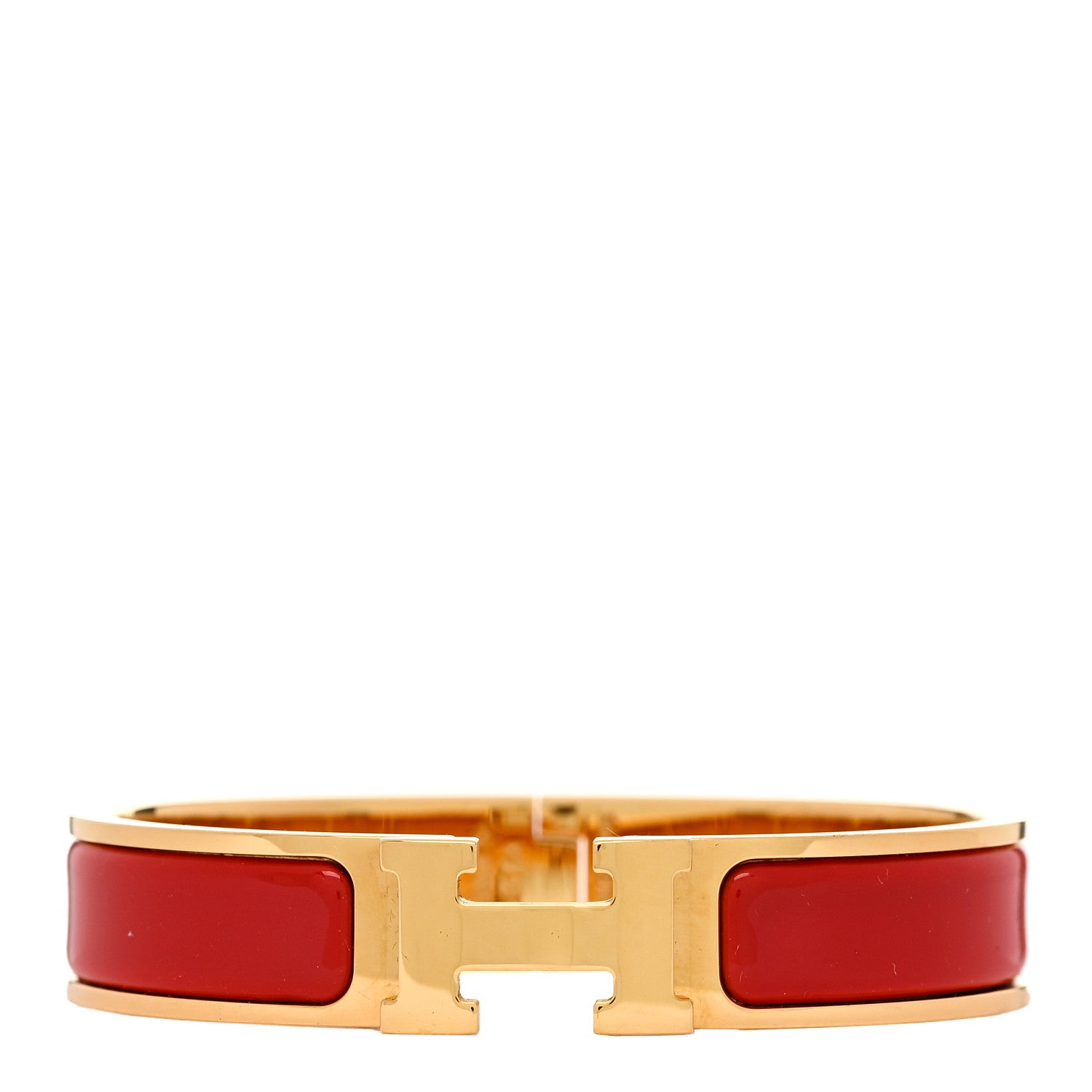 Hermes Enamel Narrow Clic Clac H Bracelet PM Rouge Vif 1 of 3