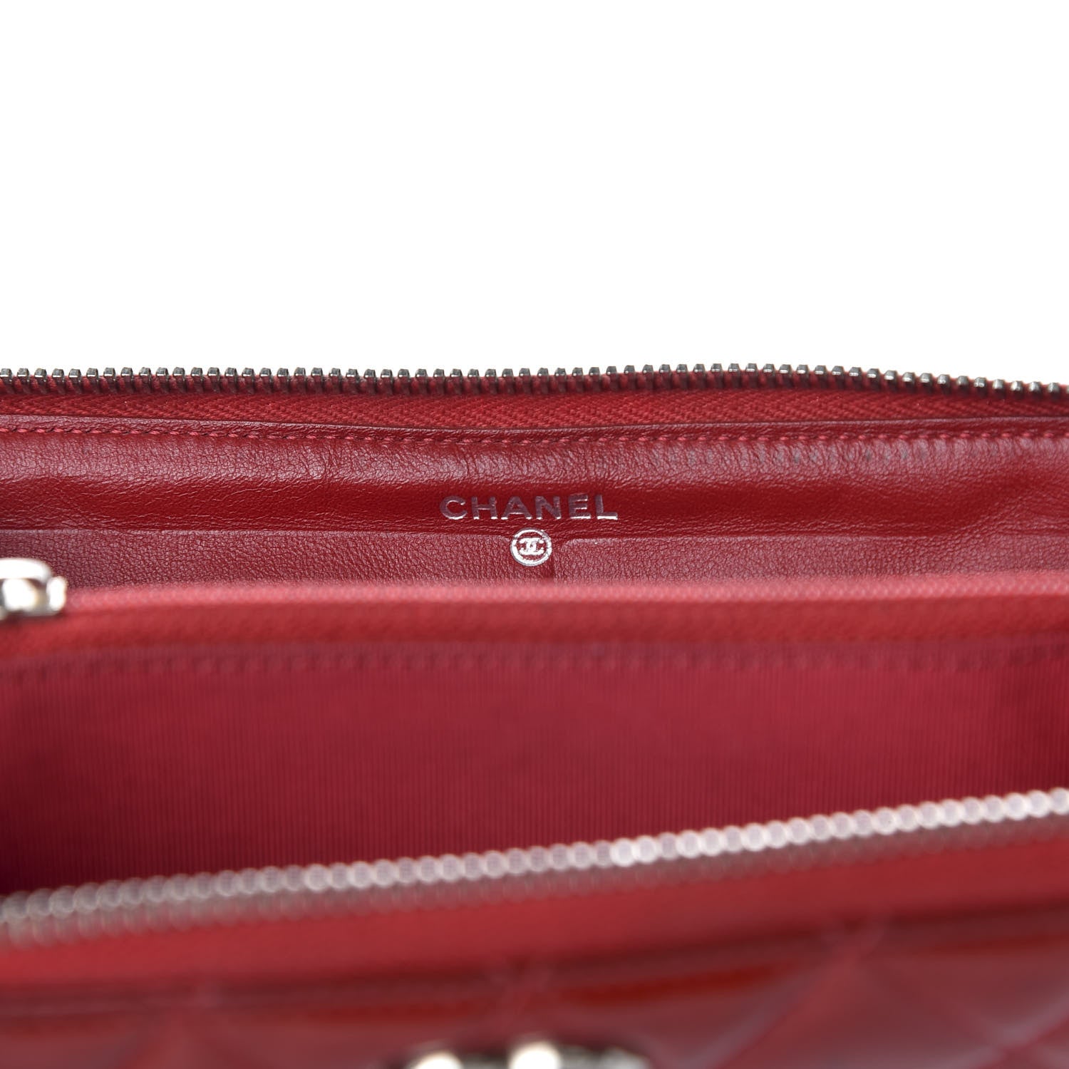 Chanel Patent Quilted Brilliant Zip Around Wallet Red 6 of 9